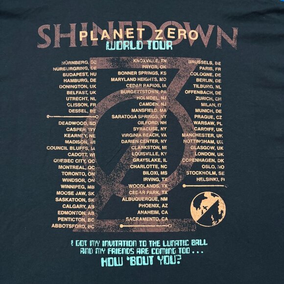 Shinedown Planet Zero Tour Rock T-Shirt Size 2XL - Picture 4 of 5